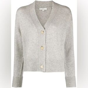 Vince Wool Cashmere Boxy Cardigan in Soft Grey